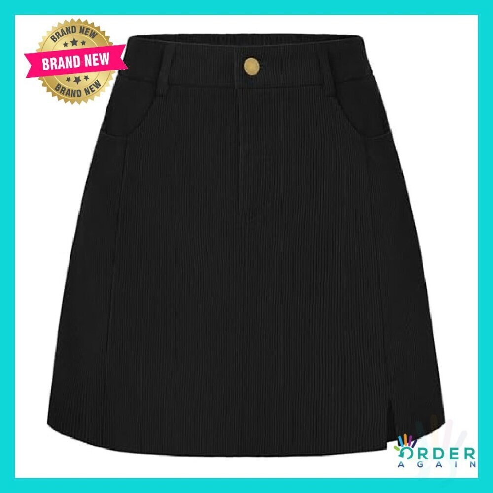 Corduroy Mini Skirt A-Line Classic Retro Chic Y2K Fall Winter Work Wear - Picture 2 of 8